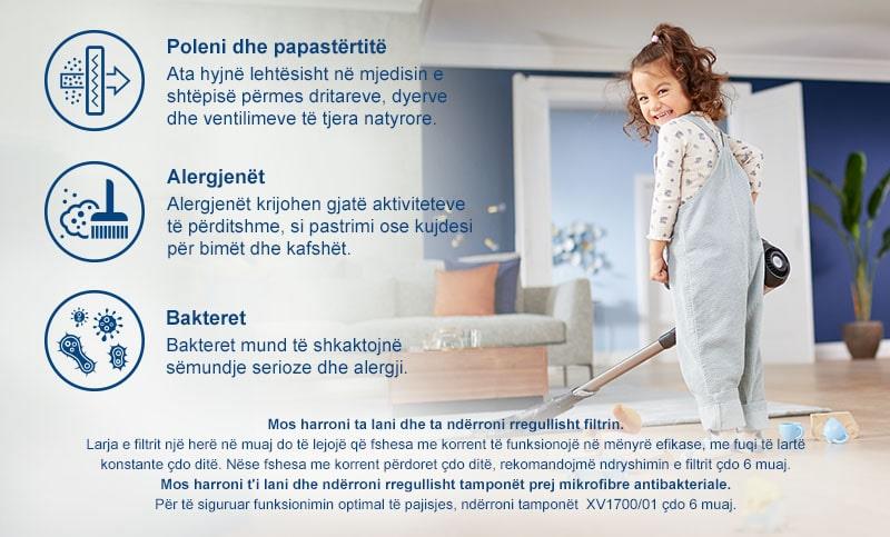 Philips 3 n&euml; 1: gryk&euml; thith&euml;se 360&deg;, sistem p&euml;r grumbullimin e pluhurit dhe p&euml;r larje, fshes&euml; dore me korrent